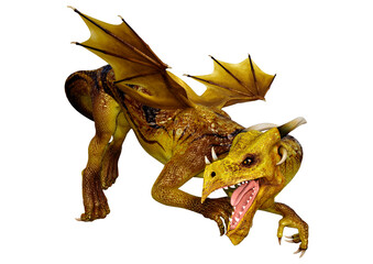 Fototapeta premium 3D Rendering Fairy Tale Dragon on White