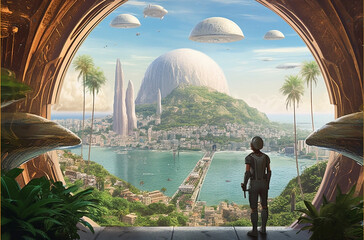 future area is showing a standing outside of a on earth hd wallpaper