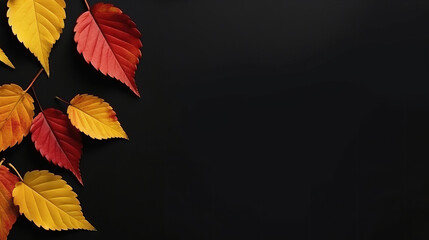 Autumn background with falling leaves. Illustration AI Generative