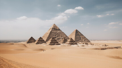 Obraz na płótnie Canvas Egyptian pyramids background Illustration AI Generative