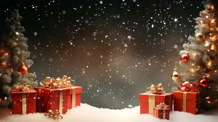 Merry Christmas Holiday Background. Illustration AI Generative..