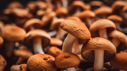 Mushrooms background. Illustration AI Generative..