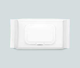 Wet wipes package bag mockup with realistic shadow. Vector illustration. Can be use for your design, promo, adv and etc. EPS10.