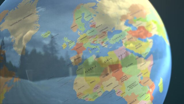 World map with area of countries to travel in summer time, motion promotion, summer and travel style background