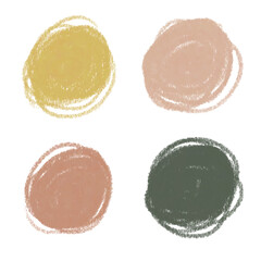 Color pencil round strokes set. Pactel colors circles. Kids hand drawn element. Grunge element for paper design.