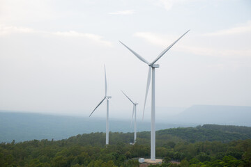 Poles and propellers are used as wind power plants.