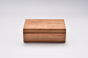 old wooden box.old wooden box on white background.closed wooden box.wooden box.Wooden box of jewelry.Thai handmade wooden box.
