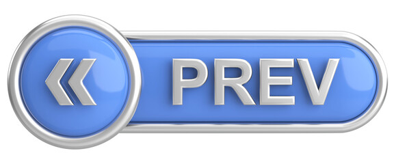 Previous button. Back button. 3D illustration.