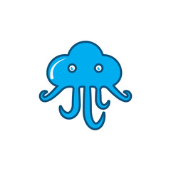 octopus cloud logo design illustration.