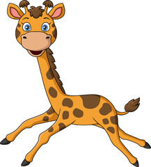 Cute giraffe cartoon on white background