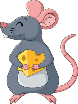 Cute mouse cartoon holding a cheese