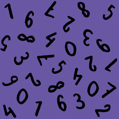 template with the image of keyboard symbols. a set of numbers. Surface template. violet background. Square image.