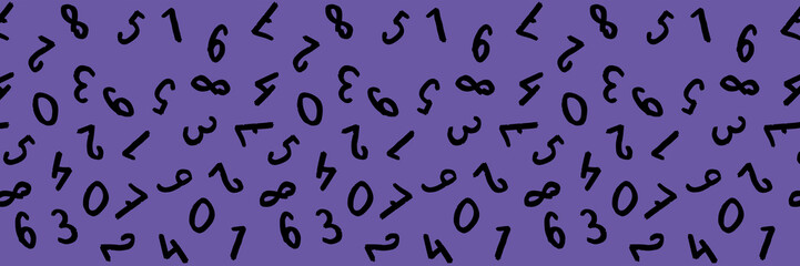 template with the image of keyboard symbols. a set of numbers. Surface template. violet background. Horizontal image. Banner for insertion into site.