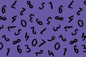 template with the image of keyboard symbols. a set of numbers. Surface template. violet background. Horizontal image.