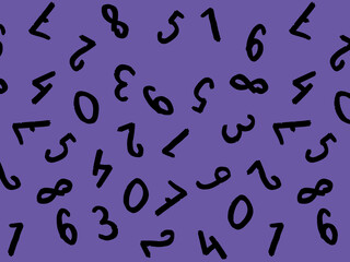 template with the image of keyboard symbols. a set of numbers. Surface template. violet background. Horizontal image.