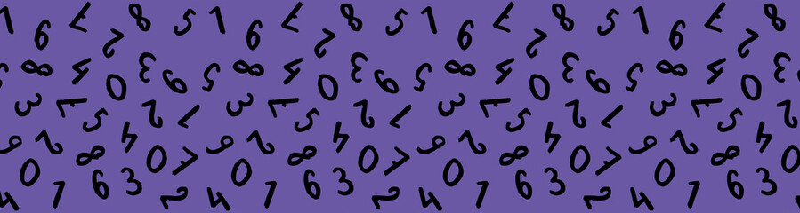 template with the image of keyboard symbols. a set of numbers. Surface template. violet background. Horizontal image. Banner for insertion into site.