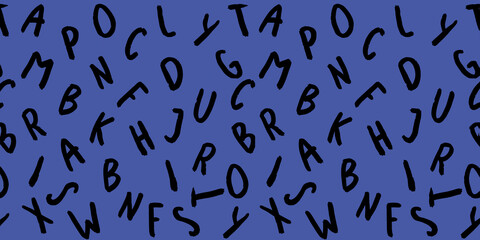 template with the image of keyboard symbols. set of letters. Surface template. purple blue background. Horizontal image. Banner for insertion into site.