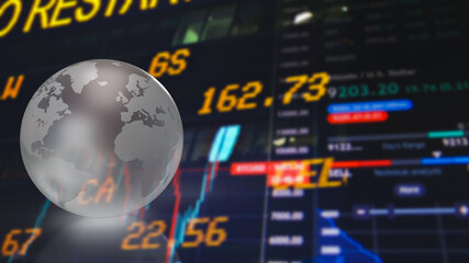 The world crystal Ball on Business background  3d rendering