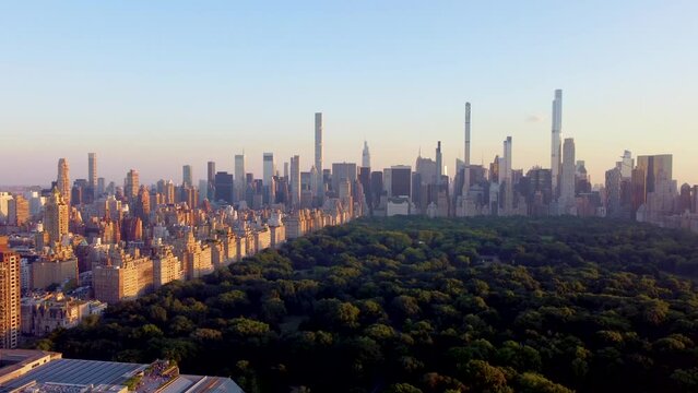 Summer Day in Central Park Overlooking Billionaire Row, Aerial View