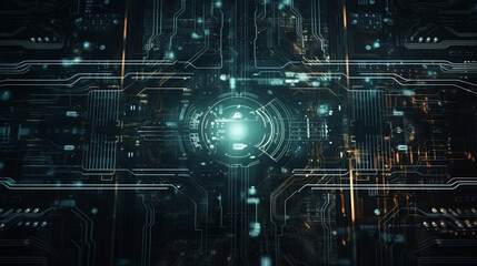 Obraz premium illustration Abstract Futuristic Electronic Circuit. Generative ai.
