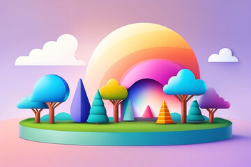 Illustration of a children's playground in 3D style
