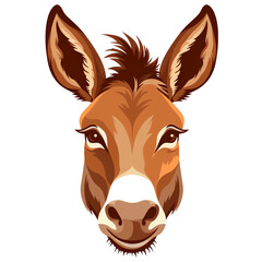 Head of donkey in shades of brown portrait illustration isolated - Generative AI