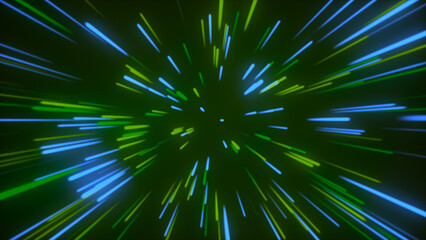 Fototapeta na wymiar Rays of light in outer space. explosive result. Modern data flow. Sci-fi Motion background. rendering in 3D