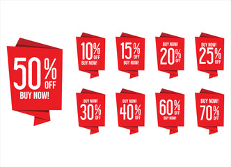 Collection of discount sticker red price tag set vector illustration
