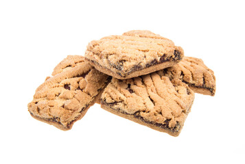 Heap of delicious cookies isolated on white background