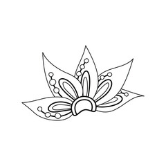 Beautiful Folkloric Flower, Nature Inspired Design Element. Ornate Abstract Pattern. Ethnic Motif, Floral Style. Vector Illustration. Coloring Book Page