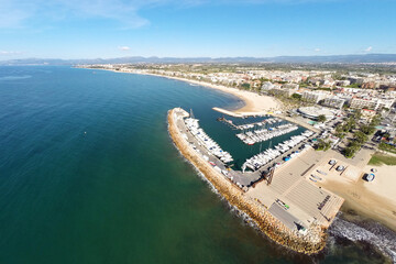 Fototapeta na wymiar aerial image of sea landscape beach in the mediterranean sea