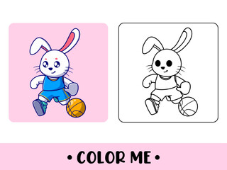 Coloring book rabbit. Cute cartoon character. education for kids