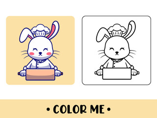 Coloring book rabbit. Cute cartoon character. education for kids