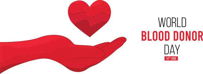 World blood donor day, hand with heart