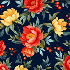 Seamless floral pattern with flowers, watercolor. Vector illustration
