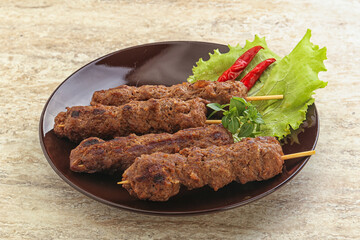 Beef kebab skewer minced meat