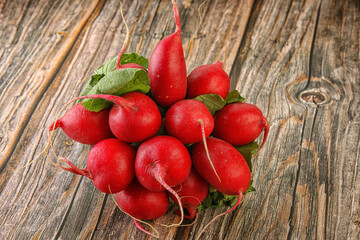 Heap ripe fresh red radish