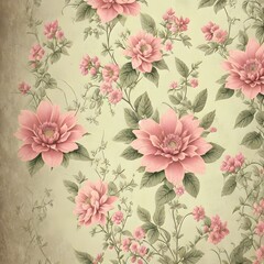 Vintage Floral Pattern, Generative AI Illustration