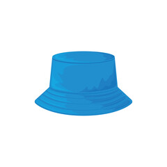 Panama hat. A blue summer headdress for a man or a child. Beach fashion. Vector illustration isolated on a white background. Protection from the sun.