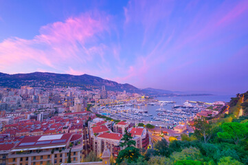Monte Carlo city in Monaco at night
