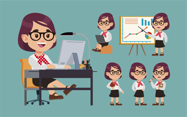 Set of people with different poses