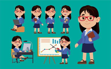 Set of people with different poses