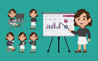 Set of people with different poses