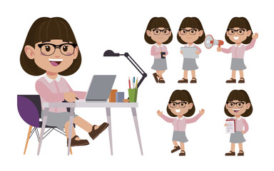 Set of people with different poses