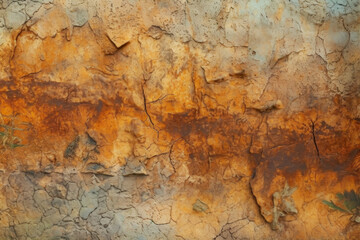 Fototapeta premium Cave Stone Old Wall With Ground Layers For Wallpaper And Background Created With Artificial Intelligence