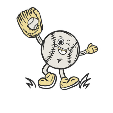 pitcher catcher baseball ball illustration vectorgraphic