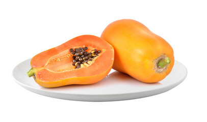 papaya in a plate isolated on transparent png