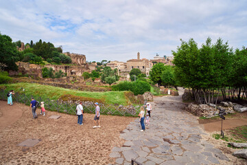 Spring at the Roman Forum (Foro Romano), ruins of ancient Rome, Italy
