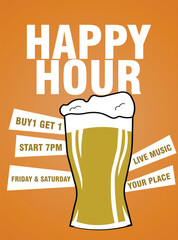 happy hour beer night celebration flyer poster social media post design