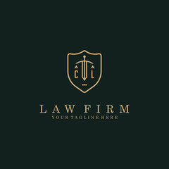 CL initials sword and shield logo design logo vector stock image